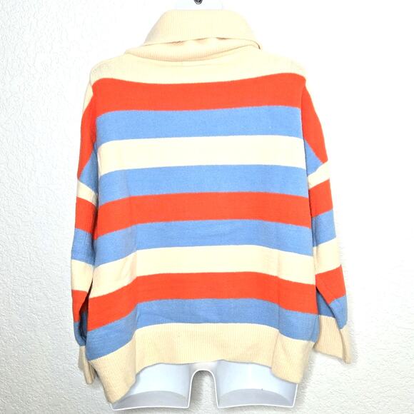 POL Striped Oversized Pullover Cowlneck Knit Sweater Size L NWOT Long Sleeves - Picture 2 of 4
